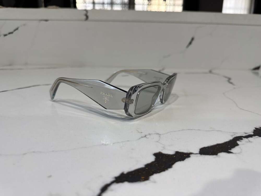 Prada Symbole PR 17WS Rectangular Sunglasses in Transparent Grey